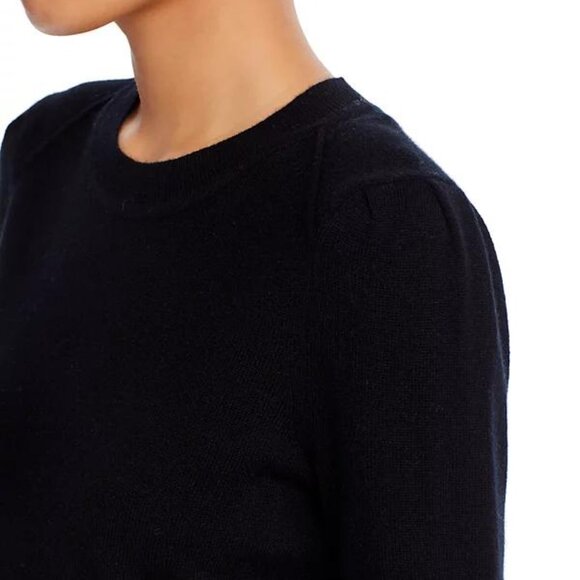 Aqua Cashmere Black Puff Sleeve Crewneck Sweater Size S NWT - Picture 3 of 6